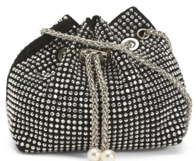 Alessia Bianchi Nieten Crossbody Bucket Bag Party Night Out 9W x 6H schwarz Neu mit Etikett - Bild 1 von 4