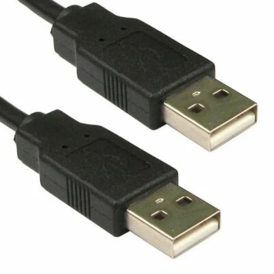 USB Cable A Male To A Male Plug Shielded High Speed 2.0 26awg Lead Black - Image 1 of 4