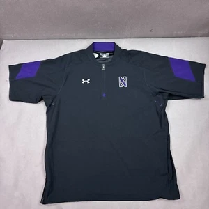 Northwestern Wildcats Jacket Mes Large Black Under Armour Pullover Shirt Coaches - Picture 1 of 12