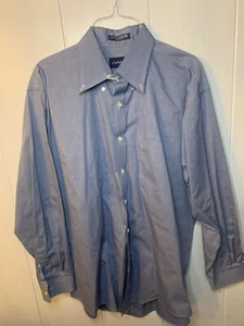 Gant Mens Button Up Long Sleeve Shirt Size 16 32/33 Wrinkle Free Blue - Picture 1 of 4