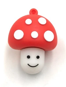 Mushroom Lucky Charm Toadstool With Face Red Funny USB Stick Div HD - Picture 1 of 4