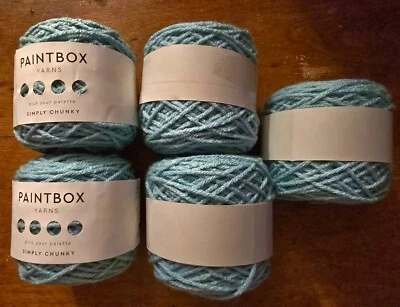 Lot (5) 3.5 oz cakes Paintbox Simply Chunky Yarn 332 Washed Teal 17.9 oz. Total - Image 1 of 4