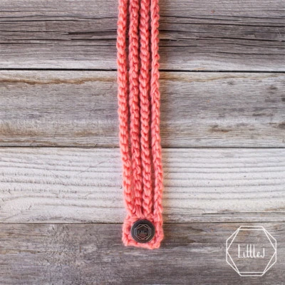 Littlej Crochet Knit Yarn Headband Coral Pink Orange Salmon Little J Handade  - Image 1 of 4