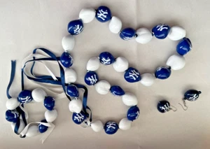 Conjunto completo de collar y pulsera y pendientes de joyería Kui Kui de los Yankees de Nueva York - Imagen 1 de 5