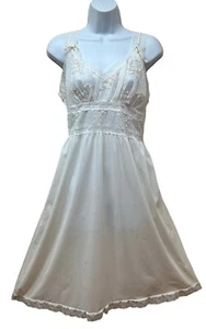 Vintage Nachthemd Gr. 36 Nylon Trikot Spitze Chiffon Mieder transparent kurz Nachthemd - Bild 1 von 9
