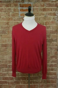 Banana Republic Mens Sweater Pullover Sz L Red Cotton Cashmere Blend V-Neck - Picture 1 of 5