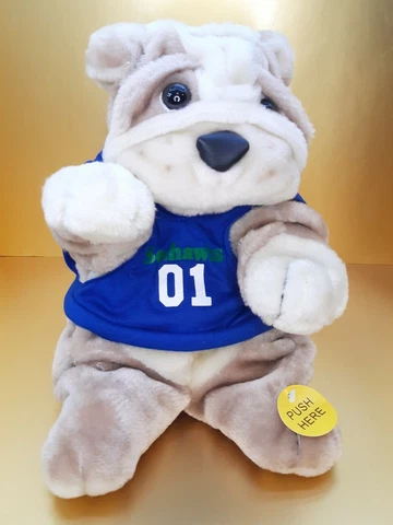 Vintage NFL Seahawks Mascot Plush Dog Dancing Singing Party Pooch -see video Cover