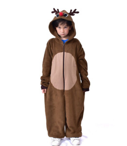 Kid's So Cute Reindeer Christmas PJ's Jumpsuit | Size S-XL