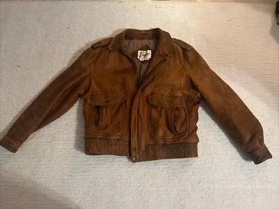 Chaqueta de bombardero vintage Bermans L de cuero para hombre envejecida hecha en Corea Foto 1 de 4