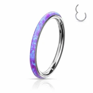 1 16 GA 5/16 Purple Opal Orbital Edge Earrin Septum Ear Hinged Helix Tragus C303 - Picture 1 of 4