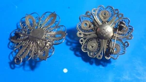 Vintage sterling silver filagree GNL GUAD 0925 1.5" C clasp & brooch pin pendant - Picture 1 of 3