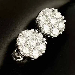 3Ct Round Cut Lab-Created Diamond Men's Halo Stud Earrings 14K White Gold Finish - Picture 1 of 5