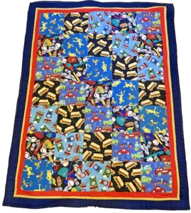 Handmade Reversible Baby Child Quilt Comforter Dr Seuss Thomas Train Baseball - Picture 1 of 4