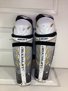 Bauer Supreme Total One 14” Inch Max Sor3 Hockey Shin Guards White And Yellow - Picture 1 of 7