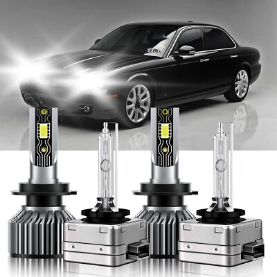 Para Jaguar XJ8 2004-2009 LED Faro Bombilla Luz Alta Baja Kit 6500K Blanco Combo Foto 1 de 4