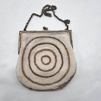 Bolsa de troca K&G Paris Chartlet com miçangas - Nova York - Vintage - 4,5" X 4,5" - Imagem 1 de 4