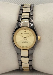 Ladies Vellaccio Round Black Gold Tone Black Dial Link Bracelet Analog Watch I5 - Picture 1 of 8