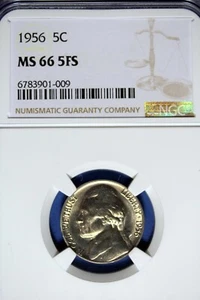 1956 - NGC MS66 5FS JEFFERSON NICKEL!! #B49788 - Picture 1 of 2