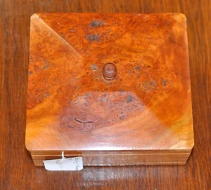 Crafted By L. Hamm Dated 8/2009 Wooden Square Jewelry Trinket Box - Picture 1 of 15