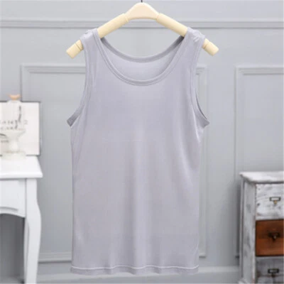 Hombres 100% Pura Naturaleza Seda Tanque Sin Mangas Top Tejido Chaleco Singlet Blusa Lujo Foto 1 de 4