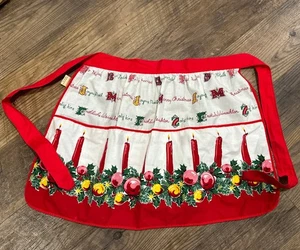 Medio delantal artístico vintage Feliz Navidad casa #1307 multi idioma - Imagen 1 de 6