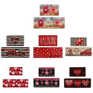 Love Heart Valentine's Day Kitchen Doormat Cozy and Stylish 17 x47 + 16 x24 - Picture 1 of 19
