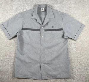 VTG Iolani Hawaiian Executive Shirt Mens L Gray White Spread Camp Hawaiian Aloha - Picture 1 of 10