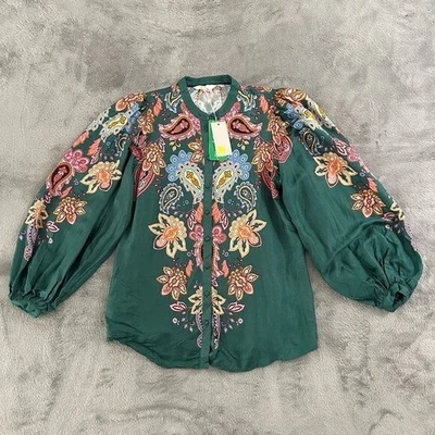 NUEVO CON ETIQUETAS Boden Verde Blusa Manga Globo Blusa Camisa Para Mujer US 6 Foto 1 de 4