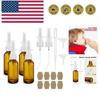 Paquete de 4 botellas de spray nasal de vidrio ámbar con protección UV y diseño a prueba de fugas Foto 1 de 4