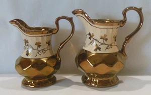 Wade England Paar Kupfer Glanz Milchkännchen & Milchkännchen Kleeblätter & Diamanten - Bild 1 von 14
