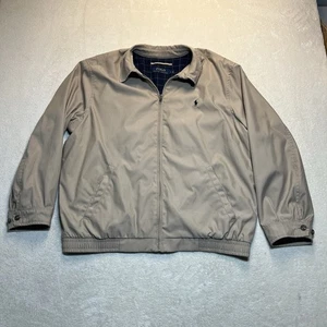 Polo Ralph Lauren Jacket Mens Large Beige Lined Canvas Full Zip Classic Preppy - Picture 1 of 13