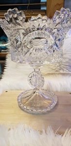 Large Stunning  Shannon Crystal of Ireland Godinger Crown Compote Pedestal Bowl. - Picture 1 of 9