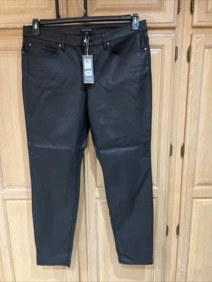 Pantalones de mezclilla ajustados de algodón encerado Eileen Fisher para mujer 16 W negros elásticos nuevos con etiquetas $178 Foto 1 de 4