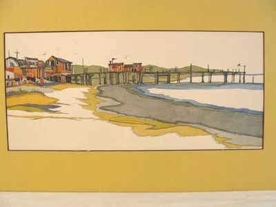 William F Stone Jr Moss Landing California W/C Seascape Painting - Image 1 of 4