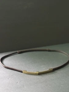Vintage Leather Skinny Belt Brown Gold Tone Buckle Career Y2k 80s 90s Casual - Picture 1 of 4