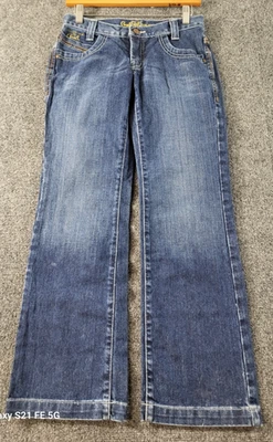 Pantalones de mezclilla Cruel Girl utilitarios bota para mujer 0 cortos/28x29 tiro bajo lavado mediano Foto 1 de 4