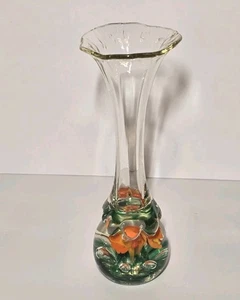 Vintage Kunst Glas Joe St. Clair mundgeblasen Briefbeschwerer Blumen Knospe Vase 7,5" - Bild 1 von 13
