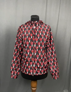 MINT! Prada Women's Black Red Geometric Pattern Windbreaker Jacket Size 38 - Picture 1 of 10