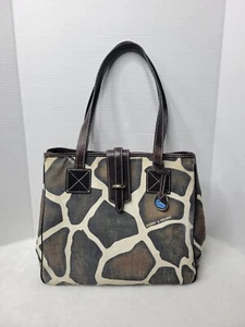 DOONEY & BOURKE Canvas Giraffe Brown Leather Trim Shoulder Tote Bag Handbag - Picture 1 of 10