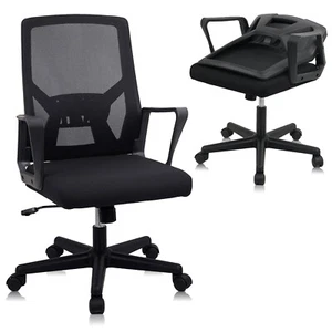 CLATINA Faltbarer Bürostuhl mit Rollen, ergonomischer Mesh Bürostuhl - Bild 1 von 9