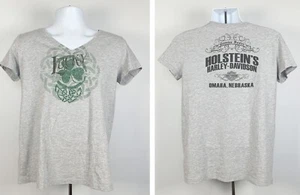 Harley Davidson Motorcycles T shirt Womens Large Holsteins Omaha Lucky Clover - Picture 1 of 5