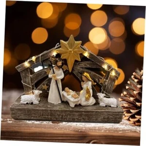Nativity Scene with Lights, Sculpted Hand Painted Nativity Sets Resin Figure, - Picture 1 of 7