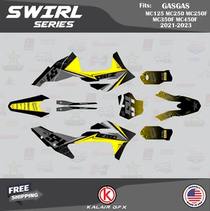 Graphics Kit for GasGas MC125 MC250 MC250F MC350F MC450F 2021-2023 Swirl - Yelow - Picture 1 of 6