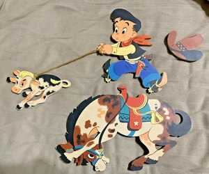 Lot of 9 Vintage Nursery Wall Hangings Cowboy Western Little Boy Blue - Picture 1 of 23
