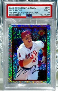 2014 Bowman Platinum Mike Trout 1989 SILVER DIAMOND REFRACTOR PSA 9 MINT POP 44 - Picture 1 of 3