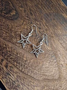 Tibetan Silver Charm Star Earrings. - Picture 1 of 1