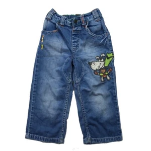 Next Jeans Boy Toddler 2-3 Years Denim Pants Super Dog Patches Space Invasion - Picture 1 of 12