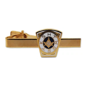 Keystone Masonic Tie Clip - [White & Blue][2 1/4'' Wide] - Picture 1 of 1
