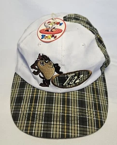 Vintage 1996 Looney Tunes Taz Plaid Elastic Back Hat (New With Tags) - Picture 1 of 9