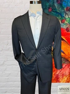 Armani Collezioni 40R 33x30 Charcoal Gray Pinstripe 2 Piece Designer Suit - Picture 1 of 18
